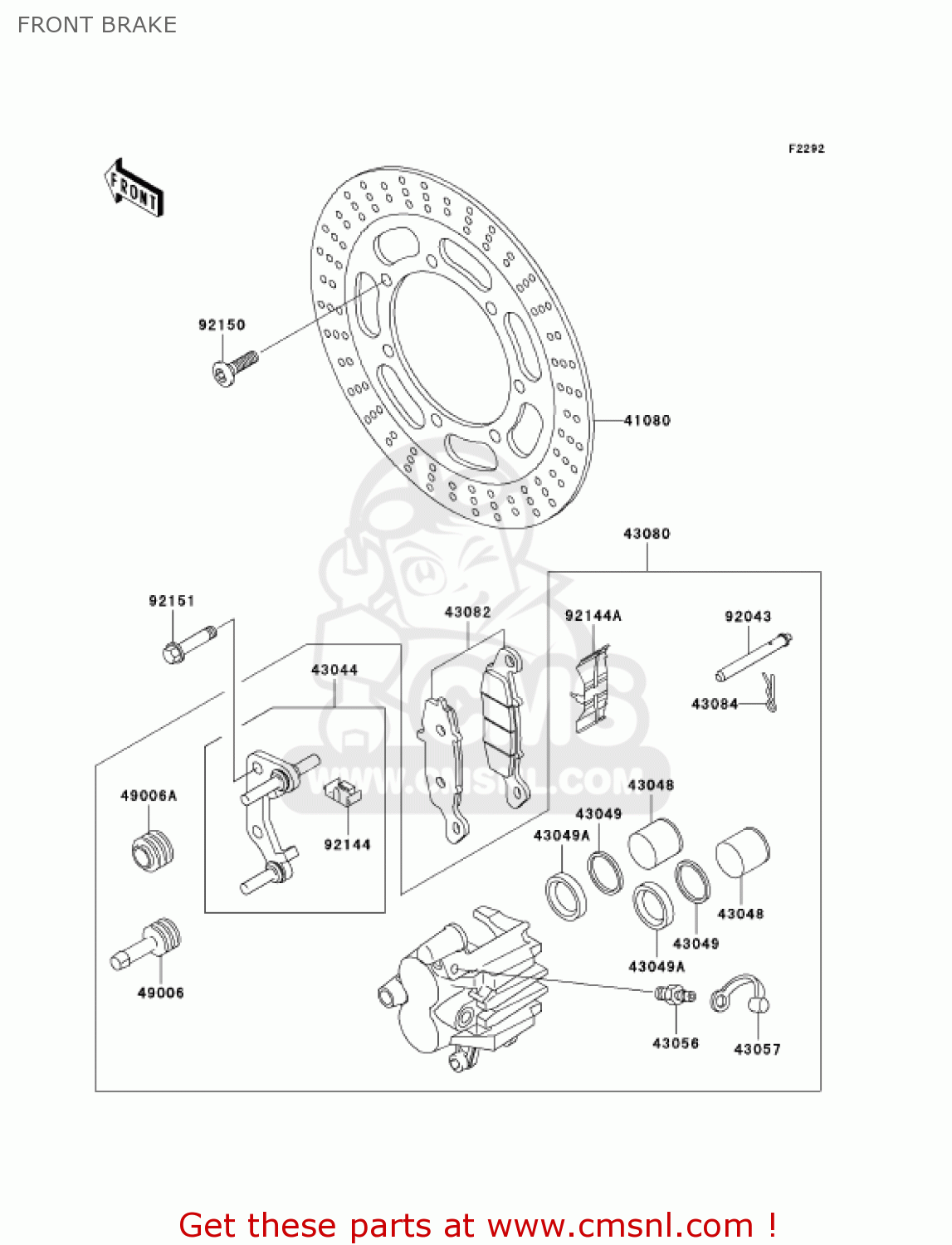 FRONT BRAKE VN1500E7 VULCAN 1500 CLASSIC 2004 USA CALIFORNIA CANADA