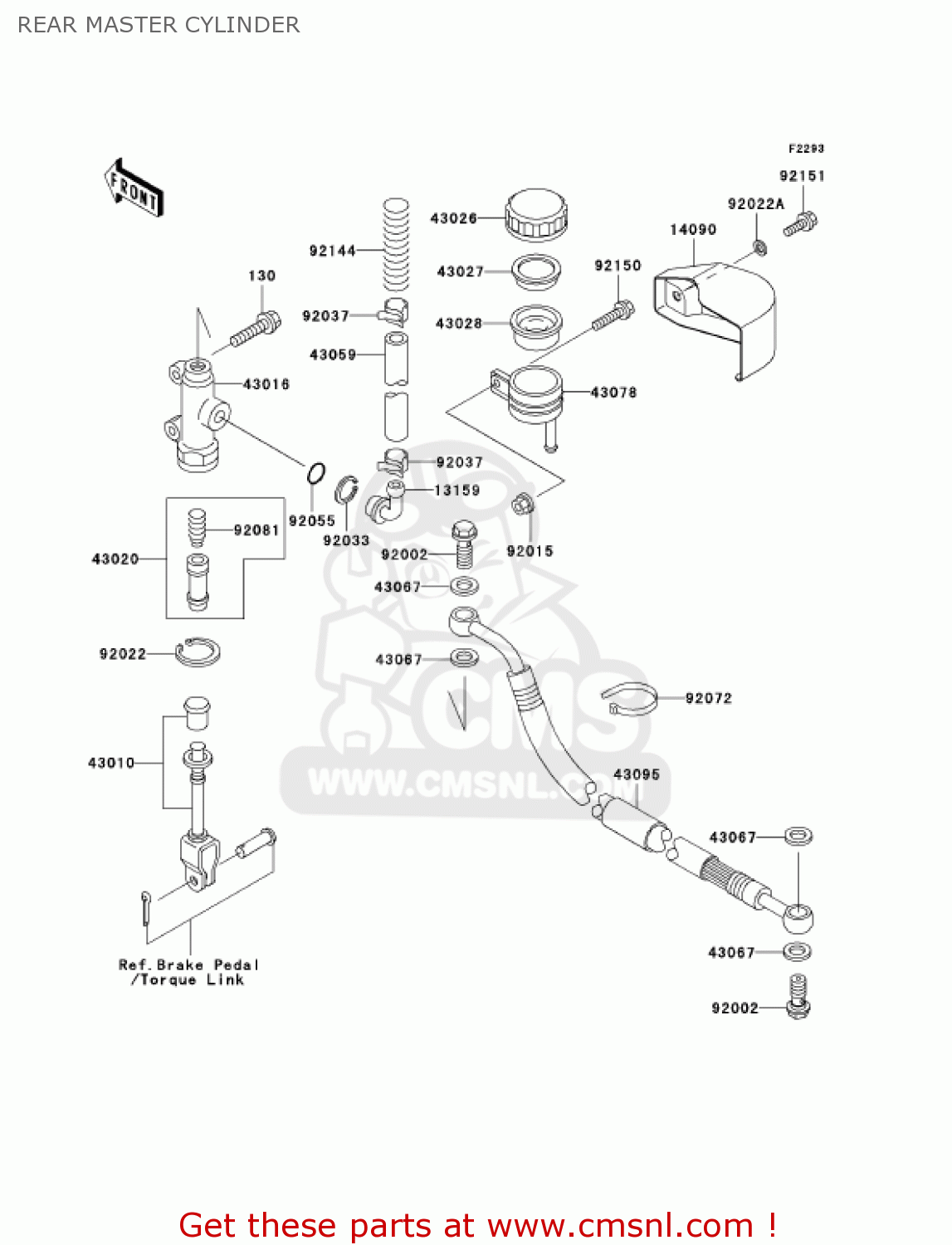 REAR MASTER CYLINDER VN1500E7 VULCAN 1500 CLASSIC 2004 USA CALIFORNIA CANADA