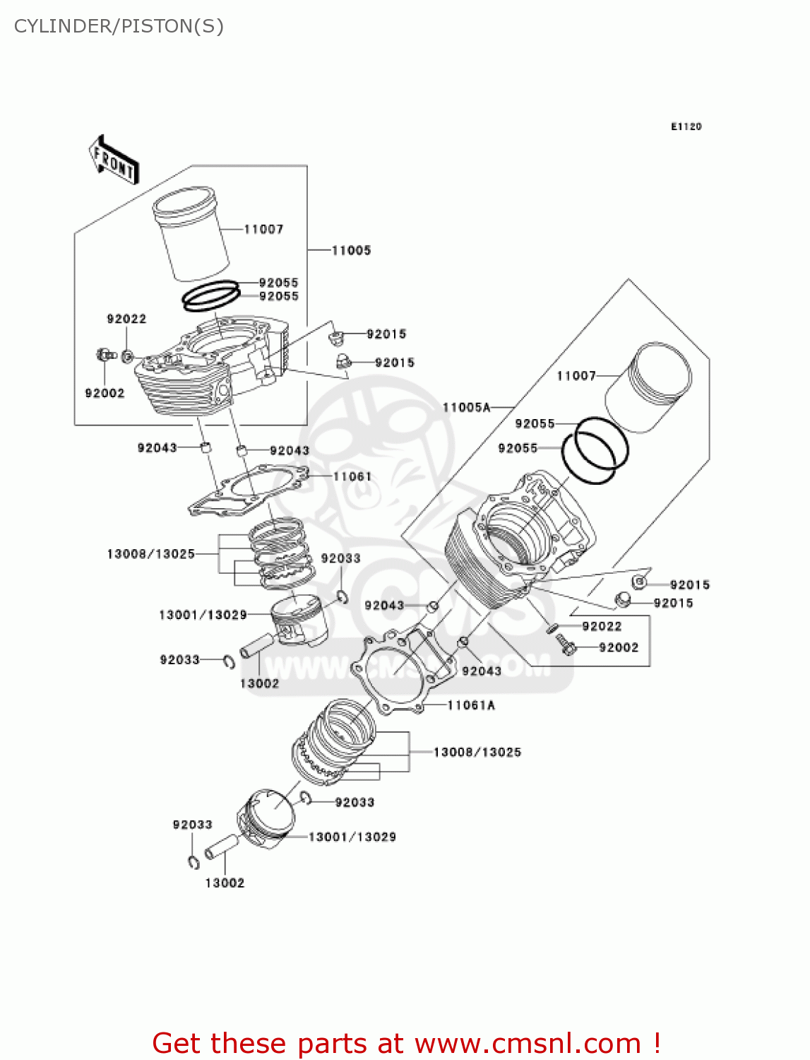 CYLINDER/PISTON(S) VN1500E7 VULCAN 1500 CLASSIC 2004 USA CALIFORNIA CANADA