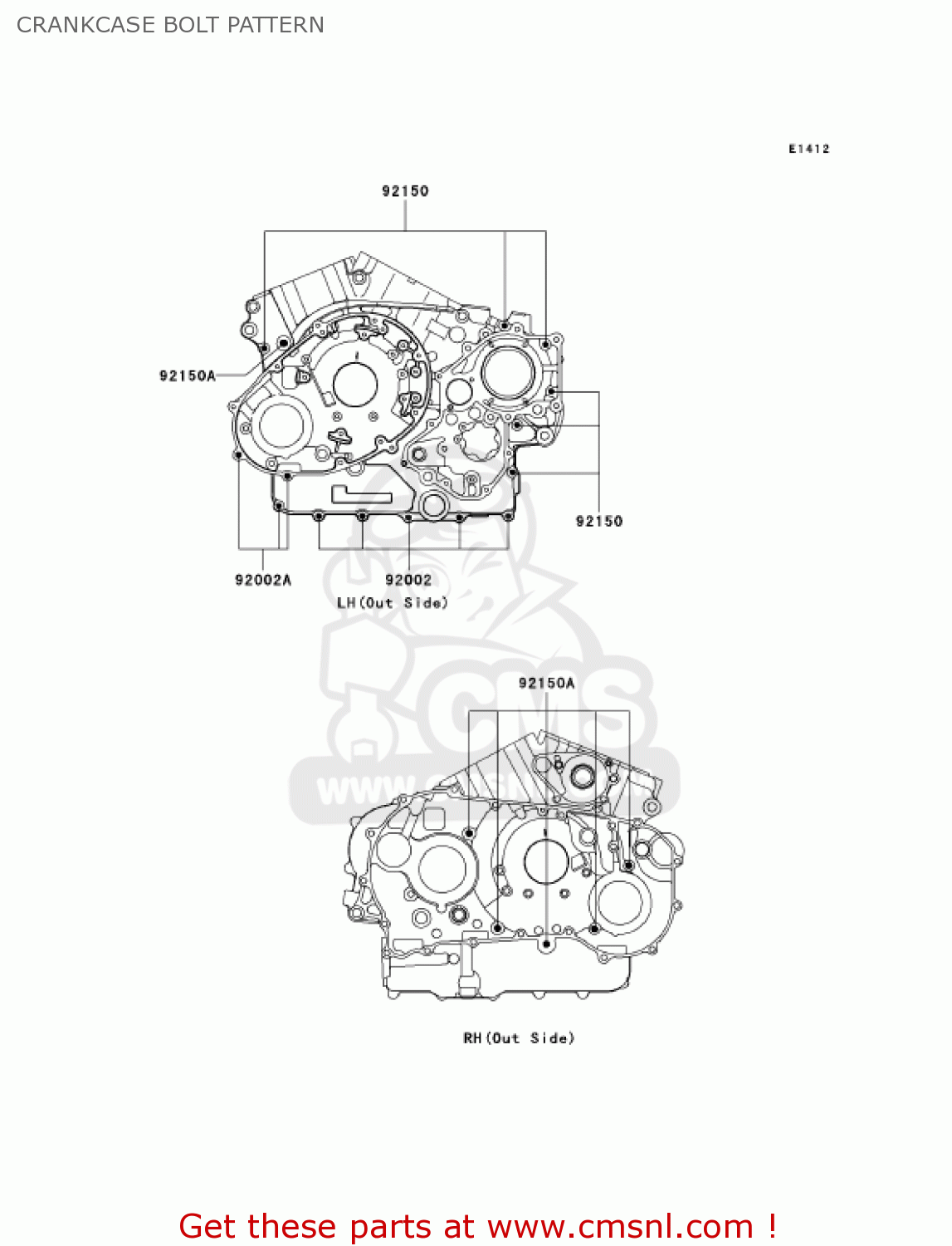 CRANKCASE BOLT PATTERN VN1500E7 VULCAN 1500 CLASSIC 2004 USA CALIFORNIA CANADA