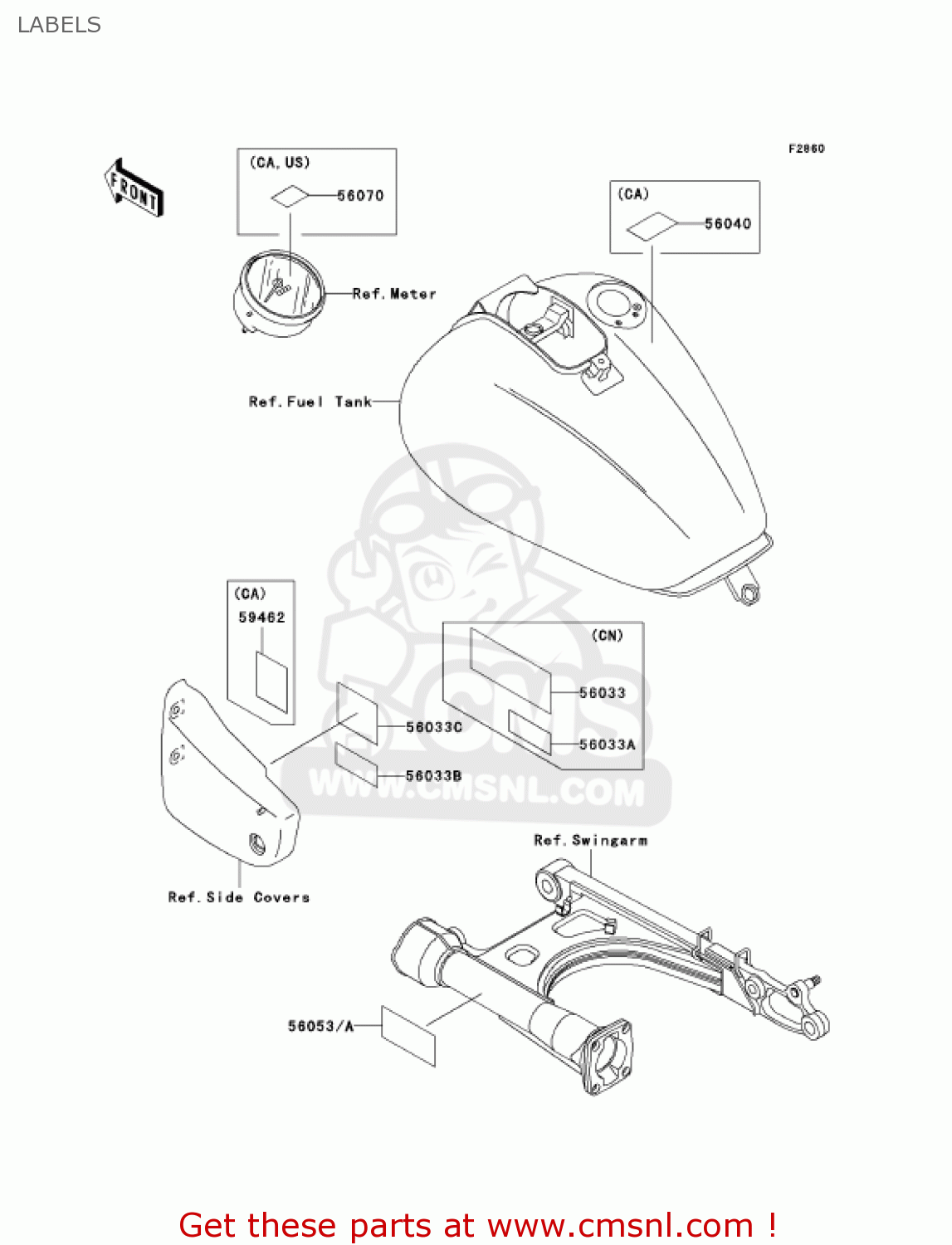 LABELS VN1500E7 VULCAN 1500 CLASSIC 2004 USA CALIFORNIA CANADA