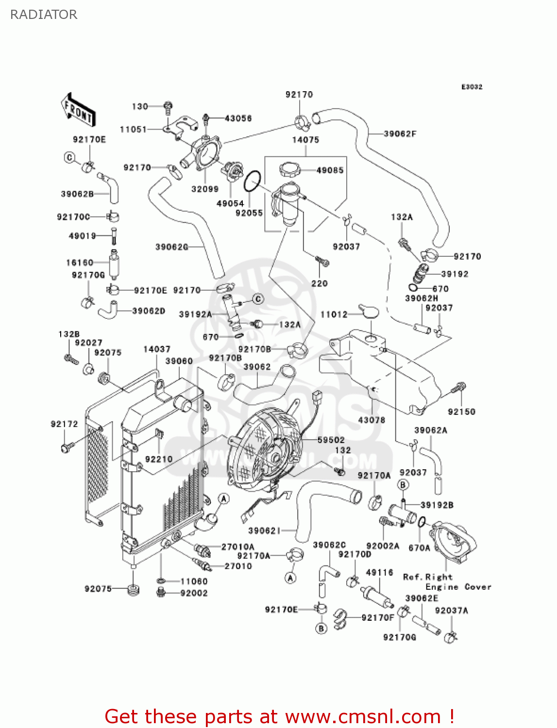 RADIATOR VN1500E7 VULCAN 1500 CLASSIC 2004 USA CALIFORNIA CANADA