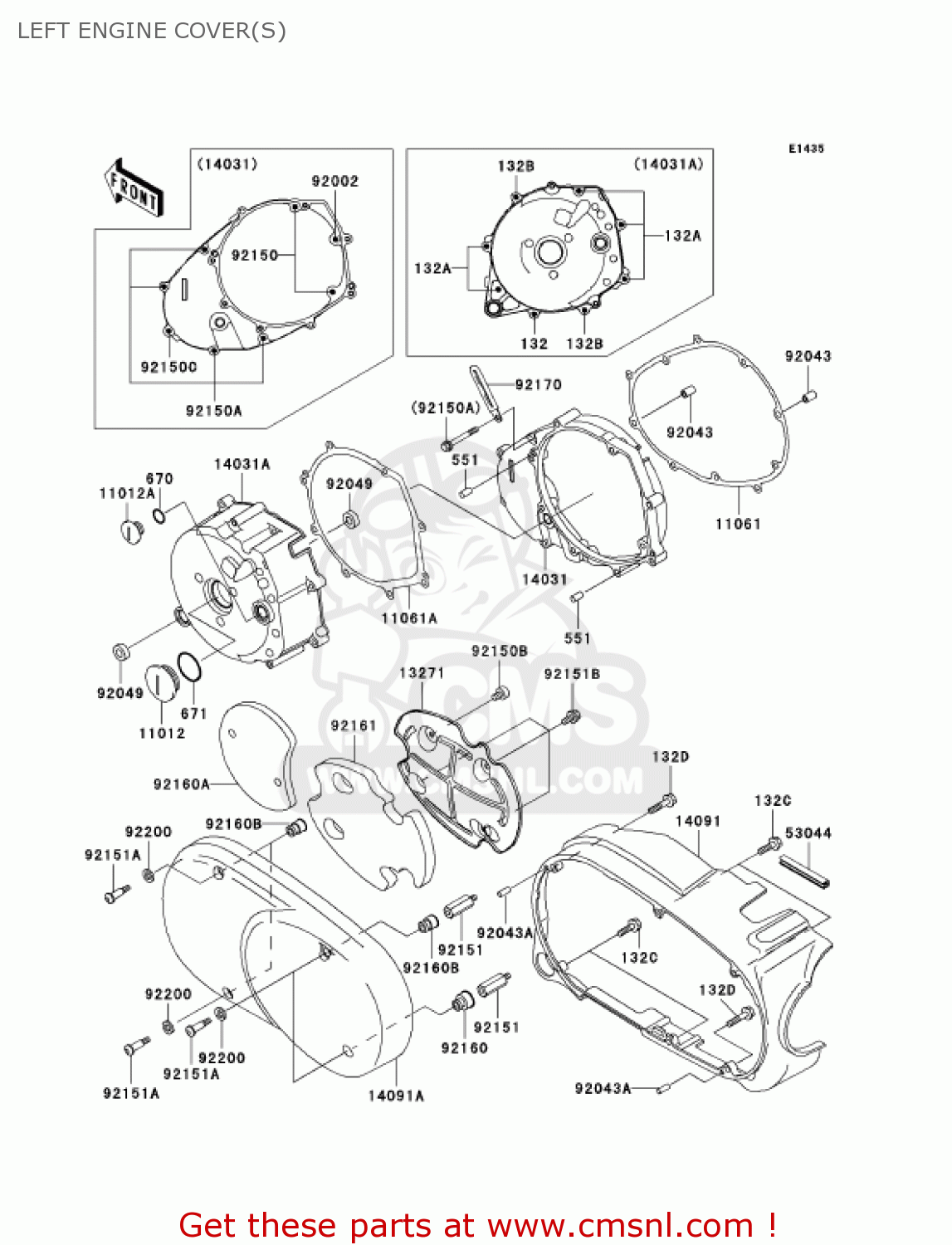 LEFT ENGINE COVER(S) VN1500E7 VULCAN 1500 CLASSIC 2004 USA CALIFORNIA CANADA