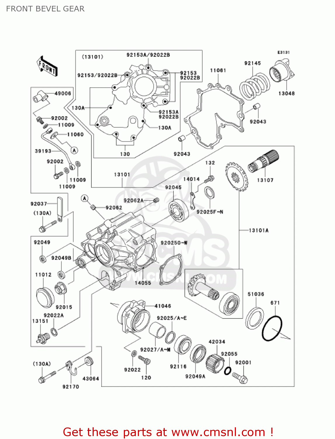 FRONT BEVEL GEAR VN1500E7 VULCAN 1500 CLASSIC 2004 USA CALIFORNIA CANADA