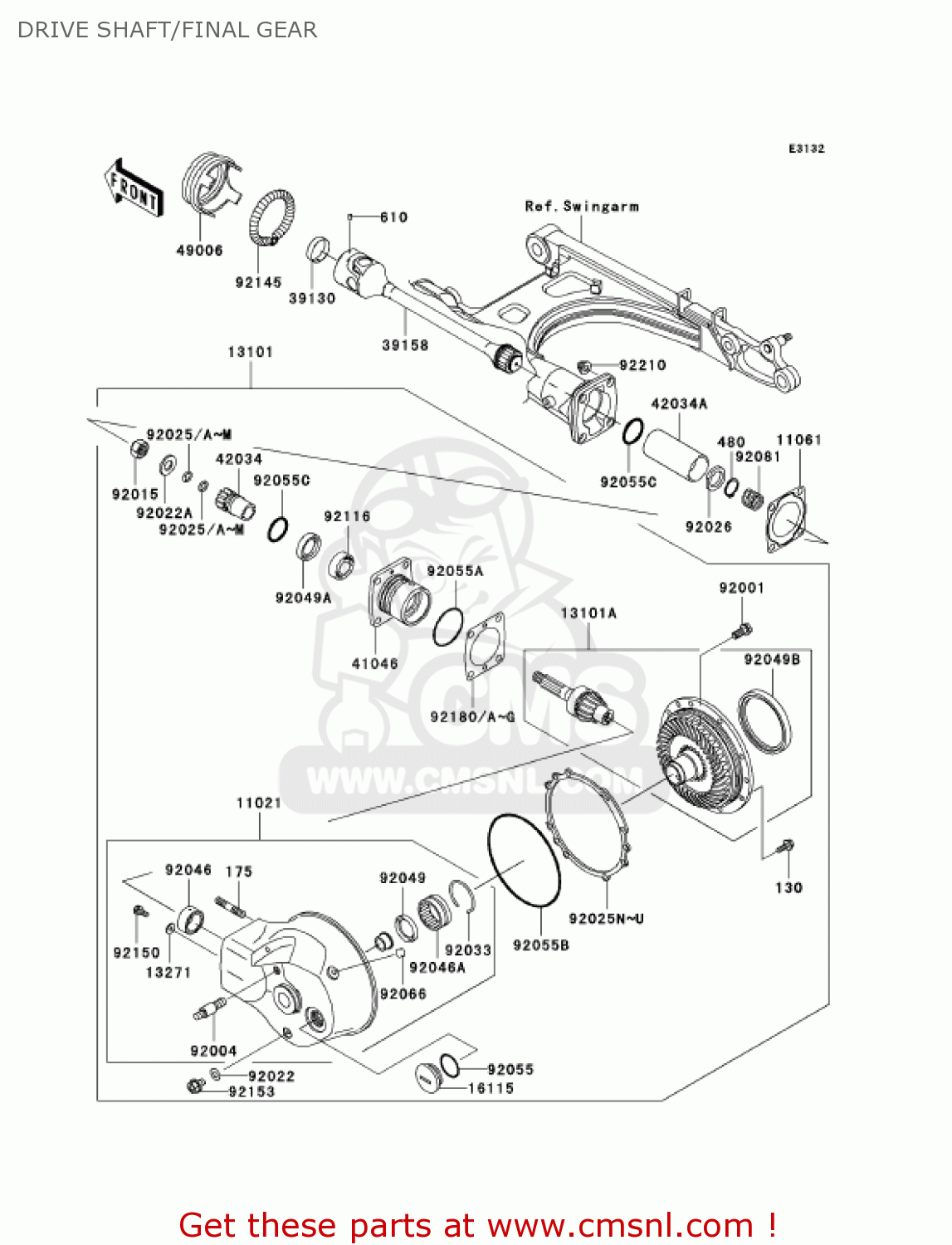 DRIVE SHAFT/FINAL GEAR VN1500E7 VULCAN 1500 CLASSIC 2004 USA CALIFORNIA CANADA