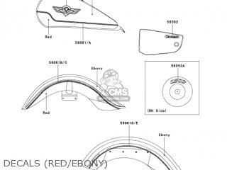 DECALS (RED/EBONY) - VN1500E7 VULCAN 1500 CLASSIC 2004 USA CALIFORNIA CANADA