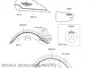DECALS (BOULOGNE/WHITE) - VN1500E7 VULCAN 1500 CLASSIC 2004 USA CALIFORNIA CANADA