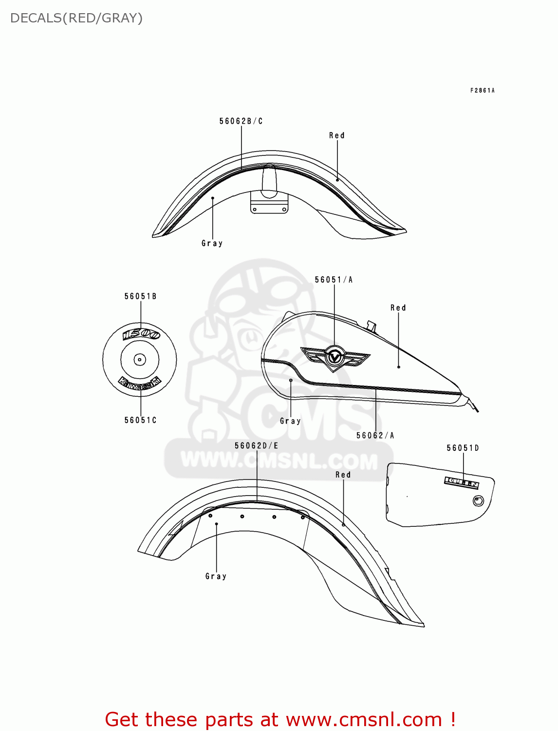 DECALS(RED/GRAY) VN1500F1 VN1500 CLASSIC 1998 AUSTRIA FG ST