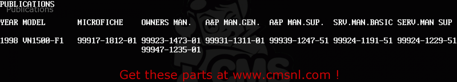 Publications VN1500F1 VN1500 CLASSIC 1998 AUSTRIA FG ST