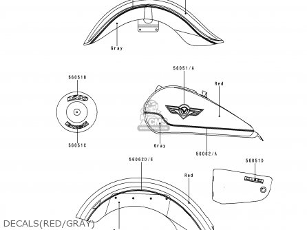 DECALS(RED/GRAY) - VN1500F1 VN1500 CLASSIC 1998 AUSTRIA FG ST