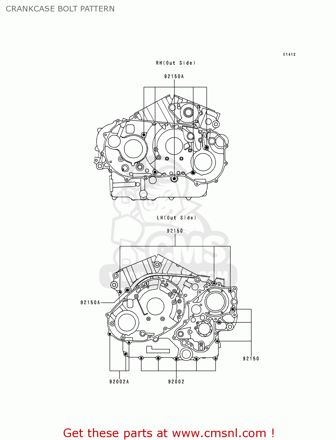 CRANKCASE BOLT PATTERN VN1500F2 VN1500 CLASSIC 1999 AUSTRIA FG ST