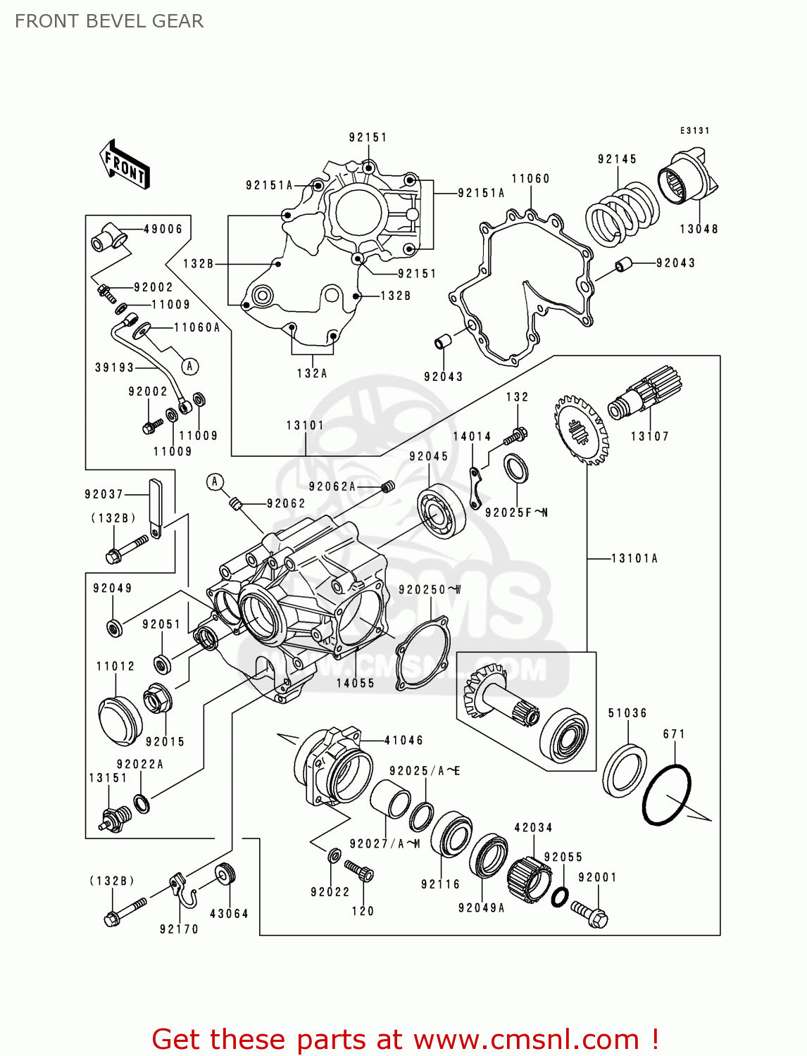 FRONT BEVEL GEAR VN1500F2 VN1500 CLASSIC 1999 AUSTRIA FG ST