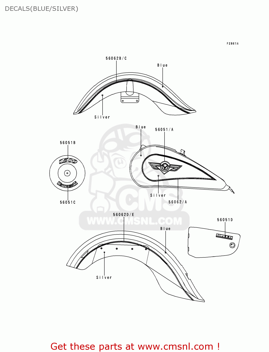 DECALS(BLUE/SILVER) VN1500F2 VN1500 CLASSIC 1999 AUSTRIA FG ST