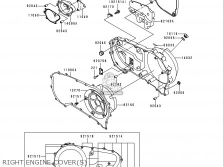 RIGHT ENGINE COVER(S) - VN1500F2 VN1500 CLASSIC 1999 AUSTRIA FG ST