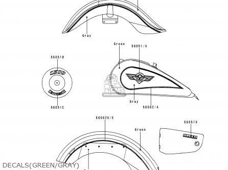 DECALS(GREEN/GRAY) - VN1500F2 VN1500 CLASSIC 1999 AUSTRIA FG ST