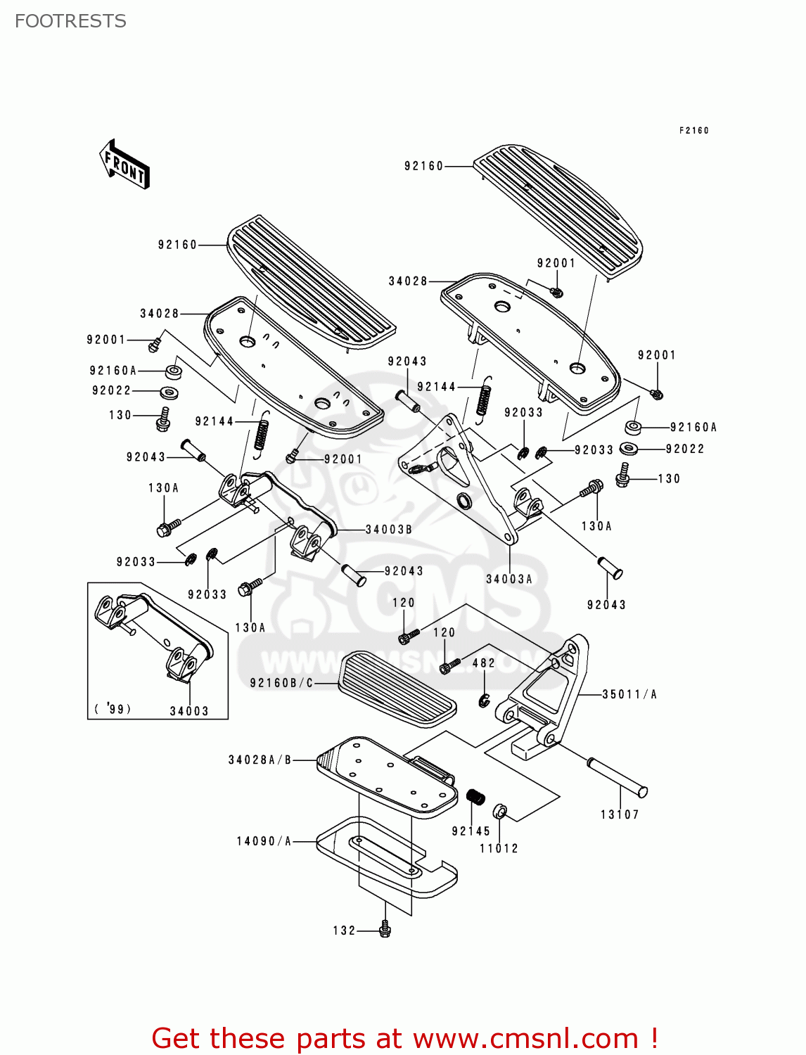 FOOTRESTS VN1500G1 VULCAN NOMAD 1999 USA CALIFORNIA CANADA