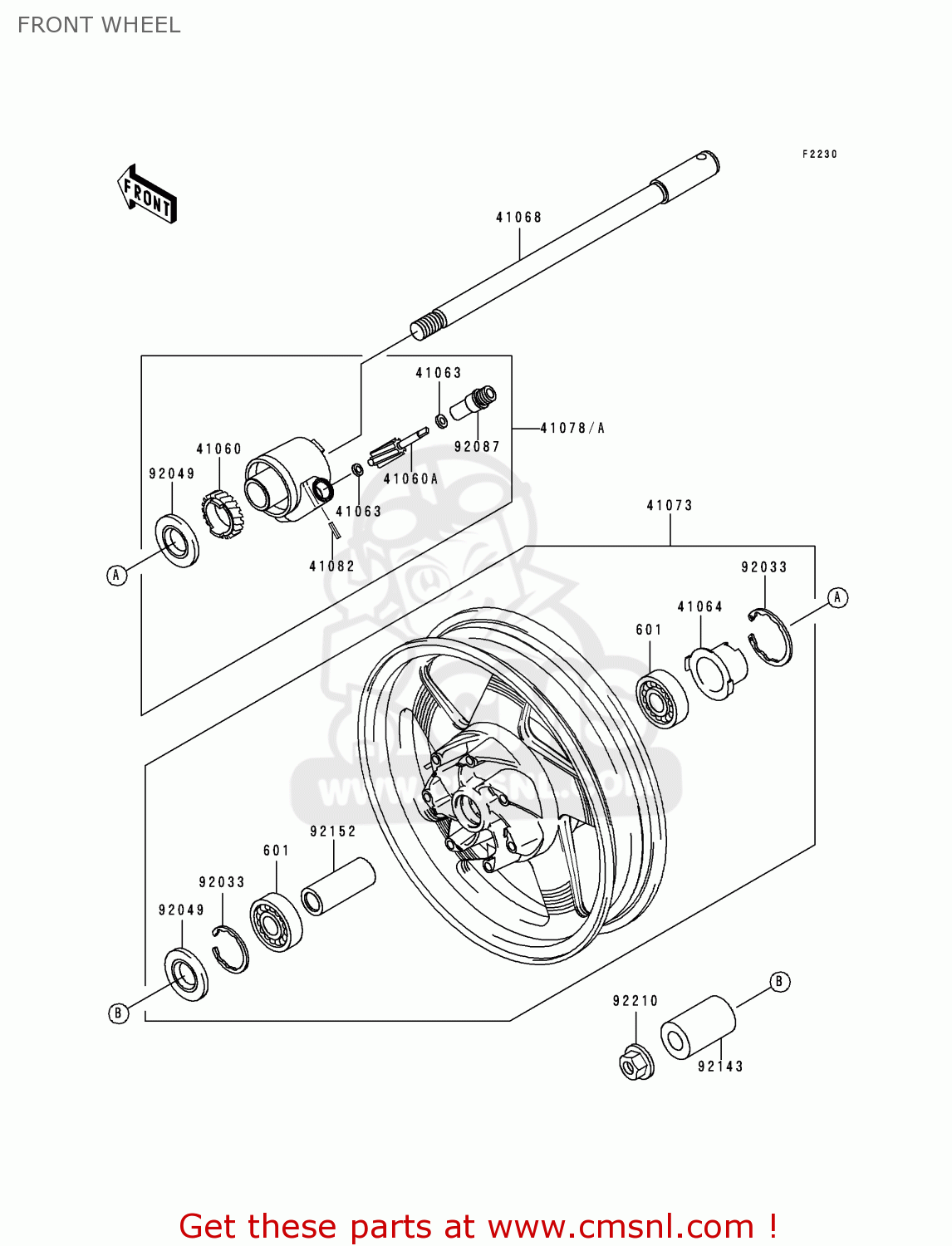 FRONT WHEEL VN1500G1 VULCAN NOMAD 1999 USA CALIFORNIA CANADA