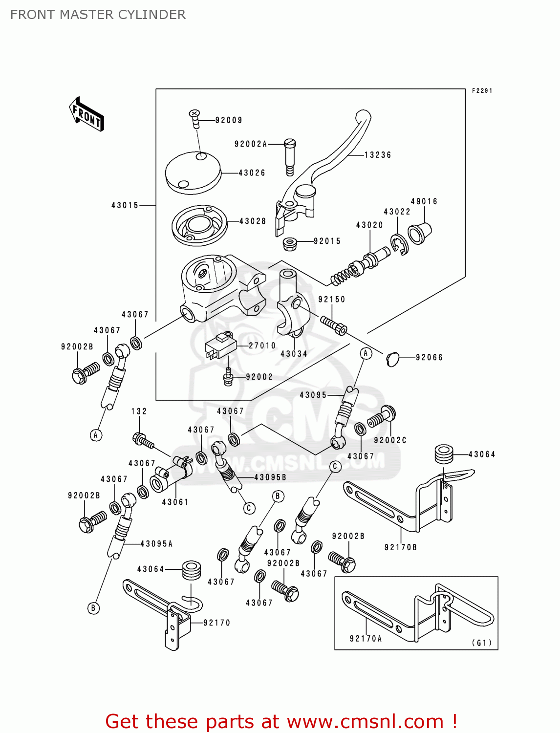 FRONT MASTER CYLINDER VN1500G1 VULCAN NOMAD 1999 USA CALIFORNIA CANADA