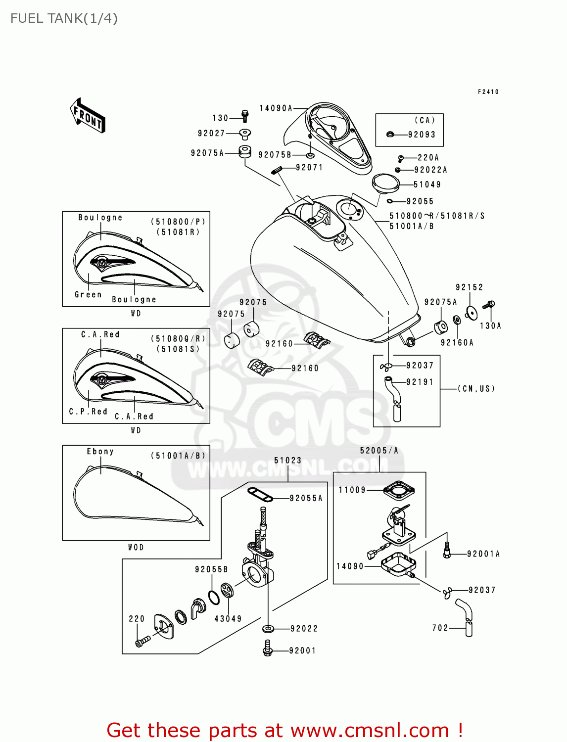 FUEL TANK(1/4) VN1500G1 VULCAN NOMAD 1999 USA CALIFORNIA CANADA
