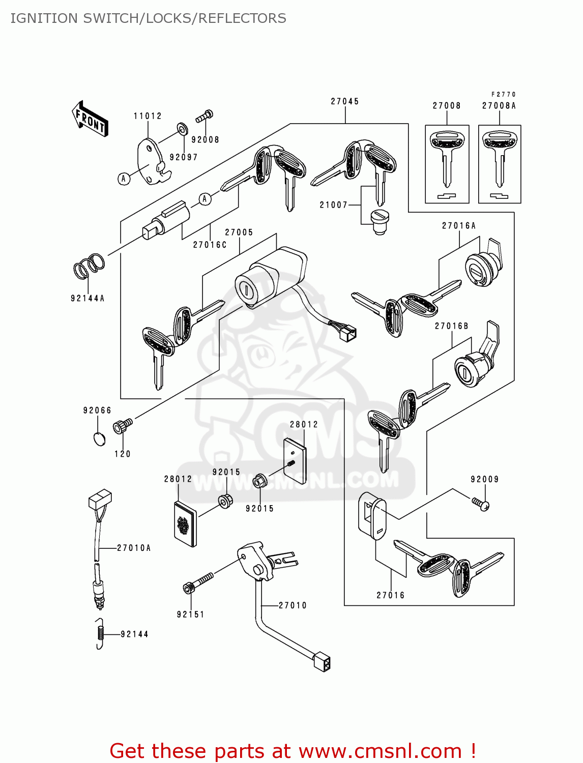 IGNITION SWITCH/LOCKS/REFLECTORS VN1500G1 VULCAN NOMAD 1999 USA CALIFORNIA CANADA