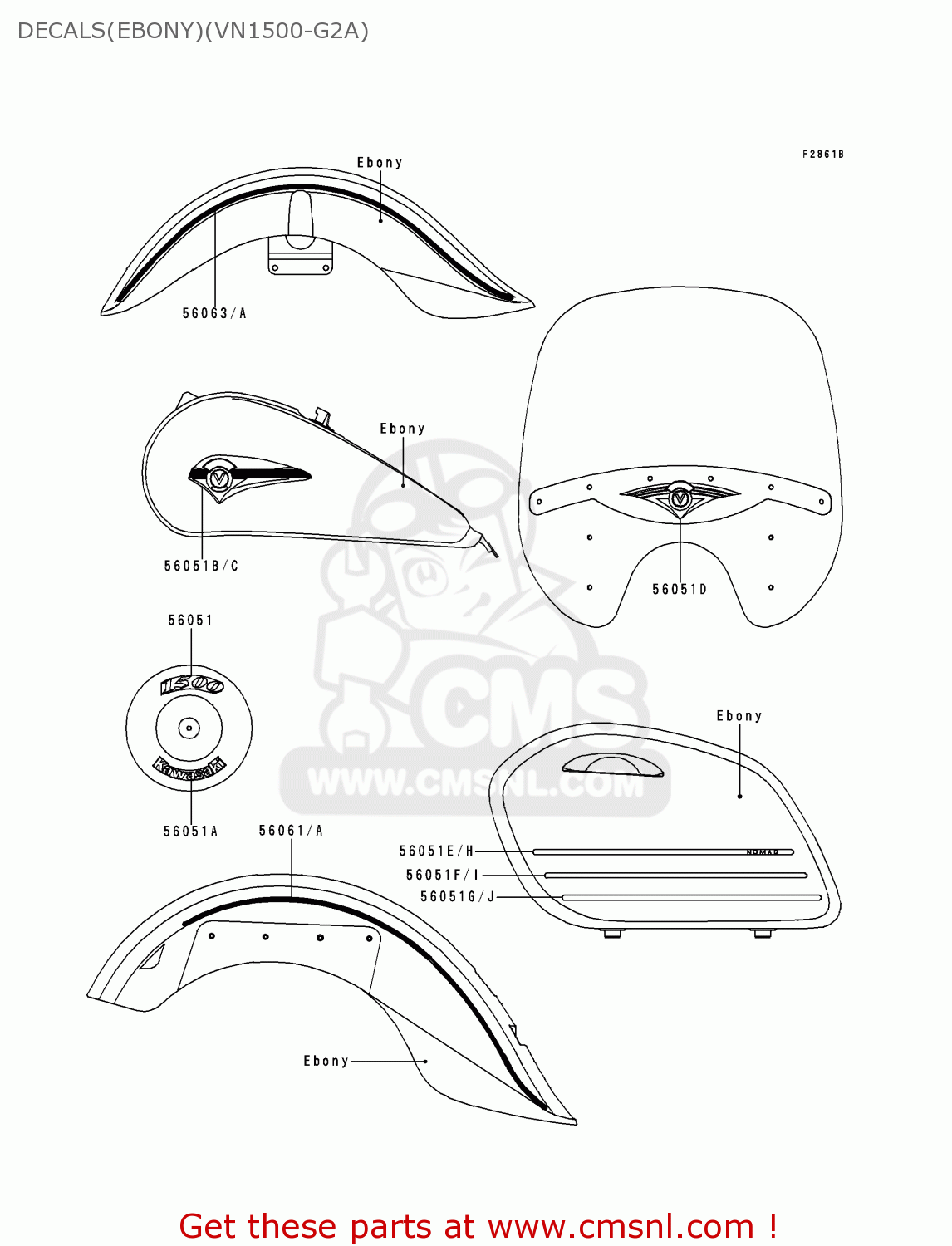 DECALS(EBONY)(VN1500-G2A) VN1500G1 VULCAN NOMAD 1999 USA CALIFORNIA CANADA