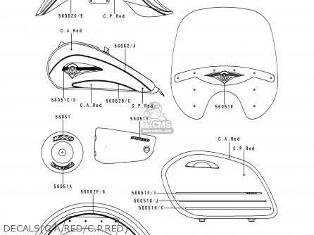 DECALS(C.A.RED/C.P.RED) - VN1500G1 VULCAN NOMAD 1999 USA CALIFORNIA CANADA