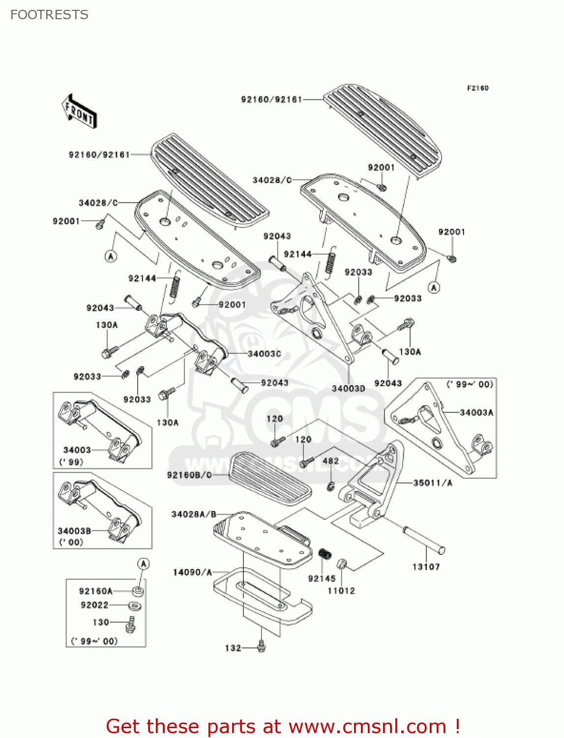 FOOTRESTS VN1500G1A 1999 USA CALIFORNIA CANADA