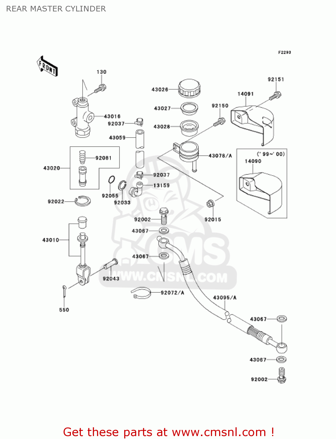 REAR MASTER CYLINDER VN1500G1A 1999 USA CALIFORNIA CANADA