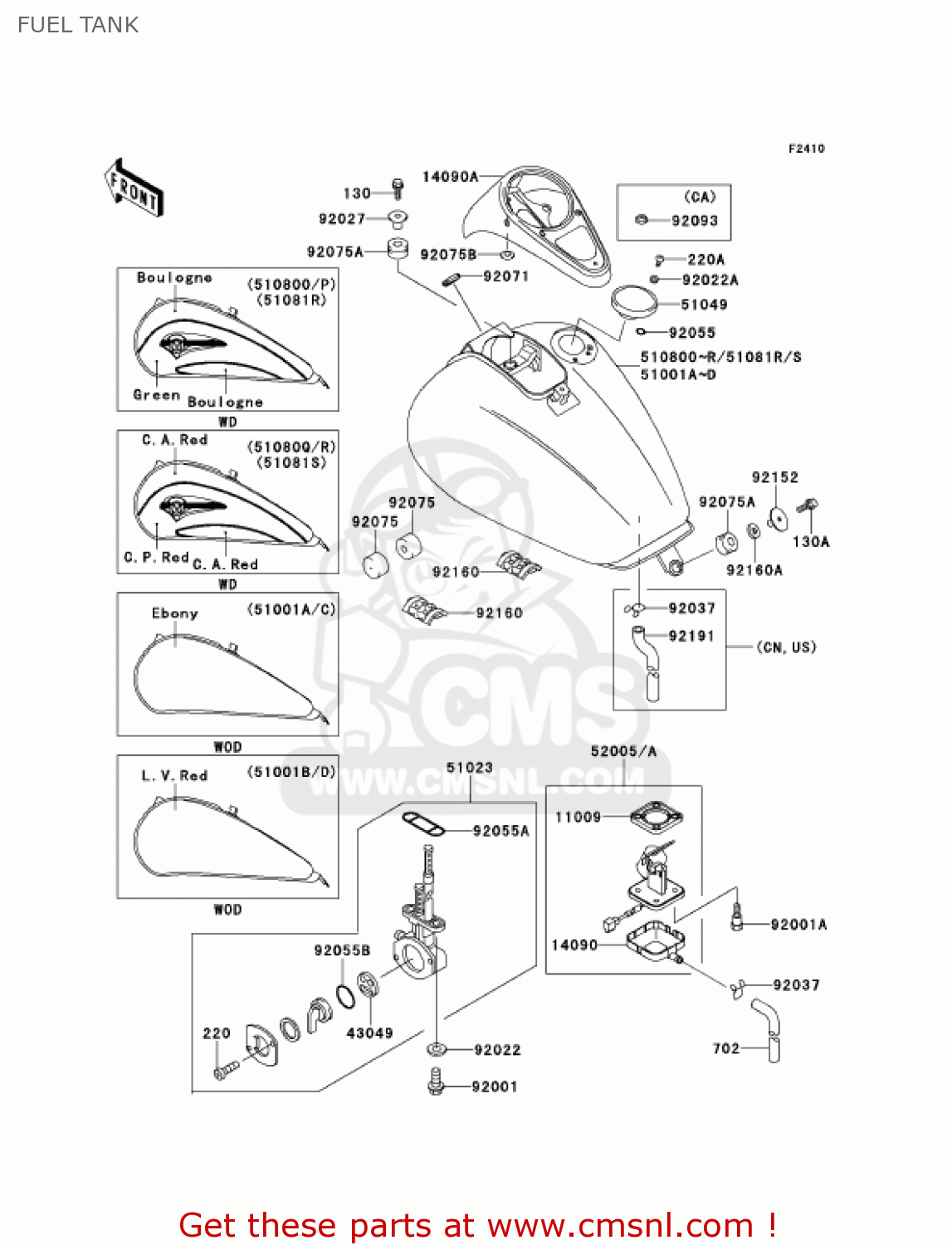 FUEL TANK VN1500G1A 1999 USA CALIFORNIA CANADA