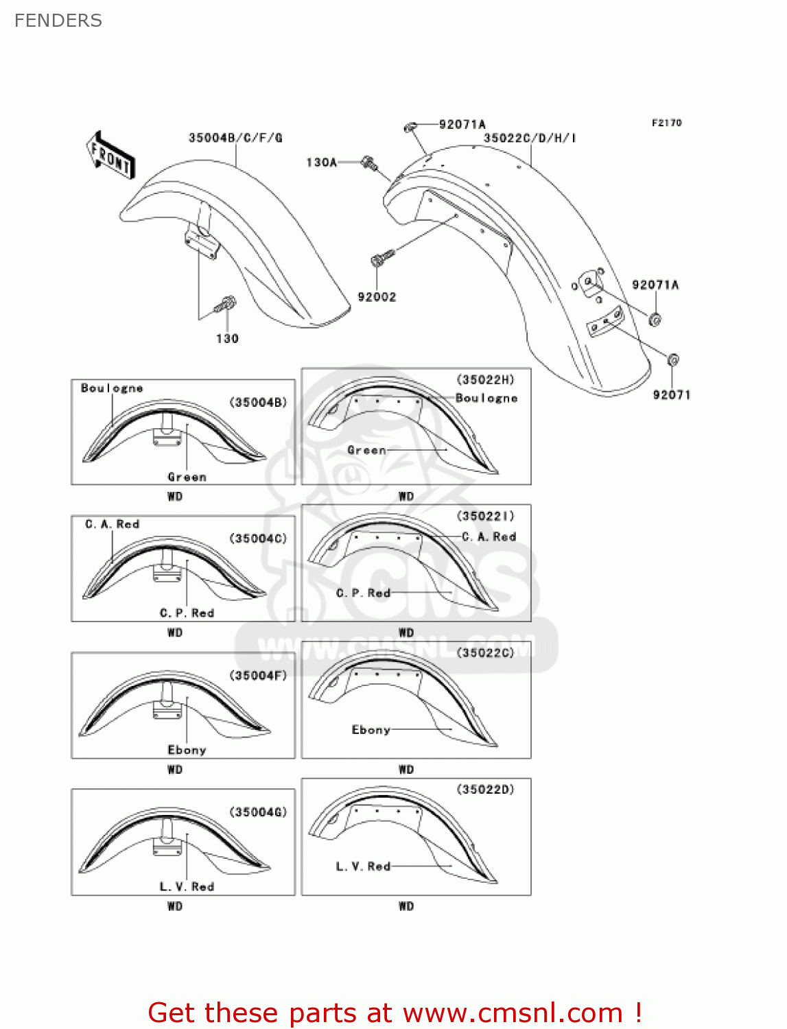 FENDERS VN1500G1A 1999 USA CALIFORNIA CANADA