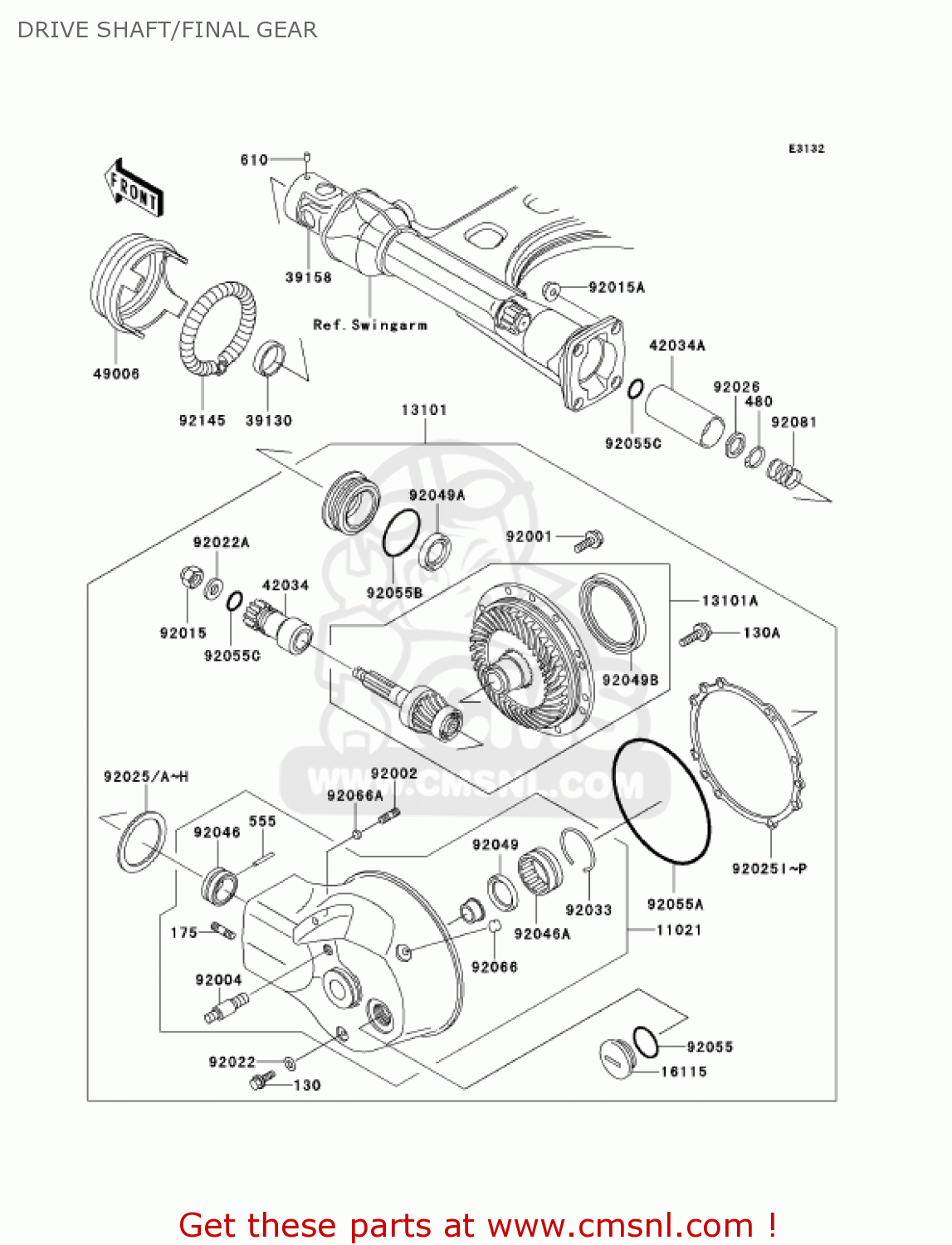 DRIVE SHAFT/FINAL GEAR VN1500G1A 1999 USA CALIFORNIA CANADA