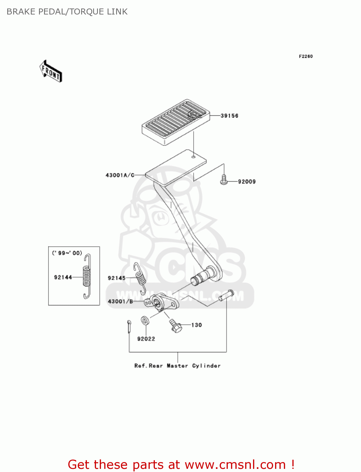 BRAKE PEDAL/TORQUE LINK VN1500G1A 1999 USA CALIFORNIA CANADA