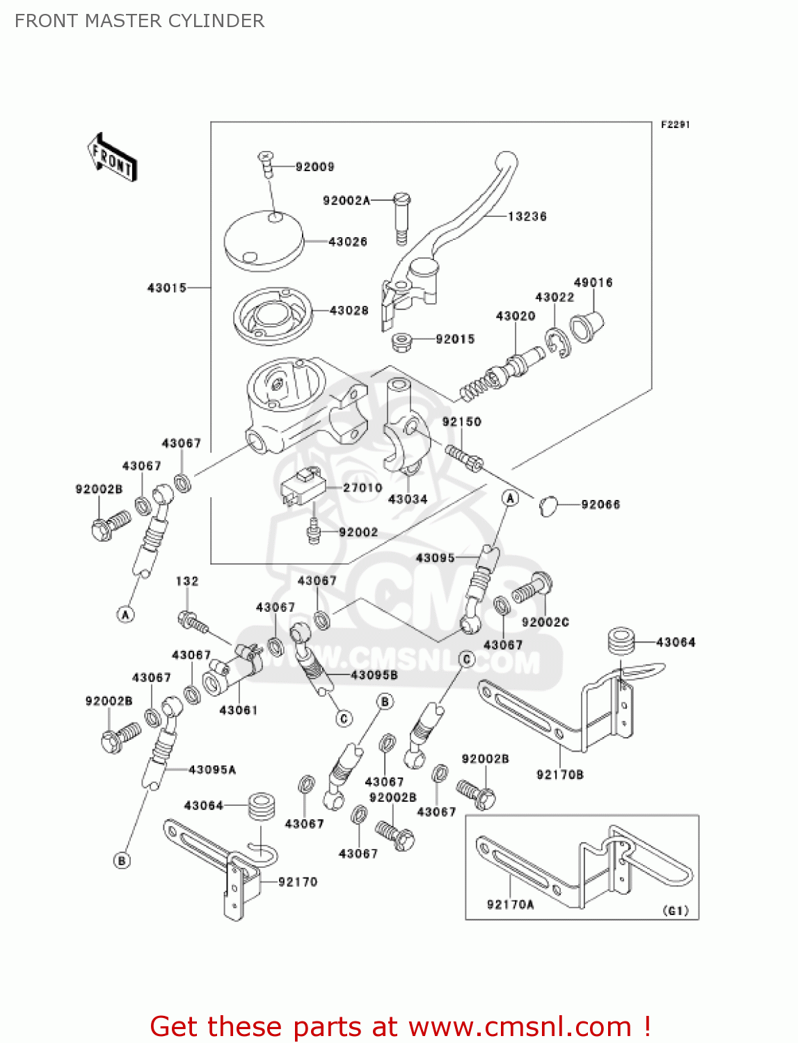 FRONT MASTER CYLINDER VN1500G1A VULCAN 1500 NOMAD 1999 USA CALIFORNIA CANADA