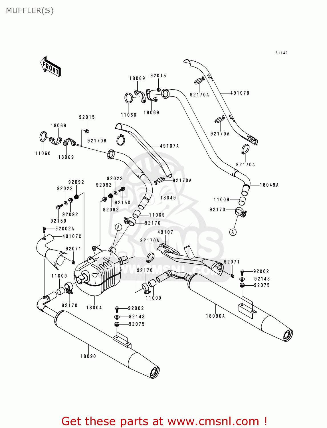 MUFFLER(S) VN1500G2 VN1500 CLASSIC TOURER 1999 EUROPE UK FR NL IT NR SD SP