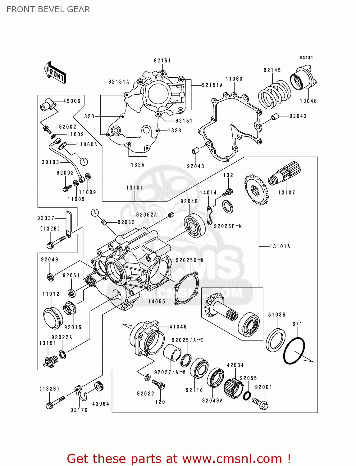 FRONT BEVEL GEAR VN1500G2 VN1500 CLASSIC TOURER 1999 EUROPE UK FR NL IT NR SD SP