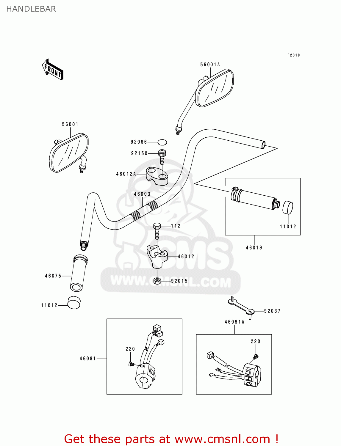 HANDLEBAR VN1500G2 VN1500 CLASSIC TOURER 1999 EUROPE UK FR NL IT NR SD SP