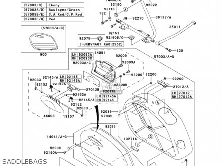 SADDLEBAGS - VN1500G2A 2000 USA CALIFORNIA CANADA