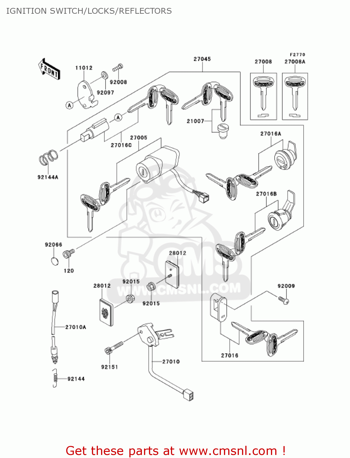 IGNITION SWITCH/LOCKS/REFLECTORS VN1500G2A VULCAN 1500 NOMAD 2000 USA CALIFORNIA