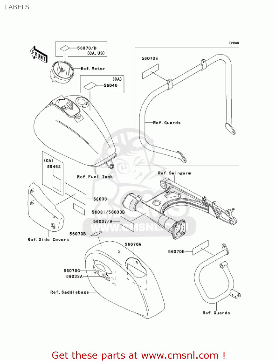 LABELS VN1500G2A VULCAN 1500 NOMAD 2000 USA CALIFORNIA