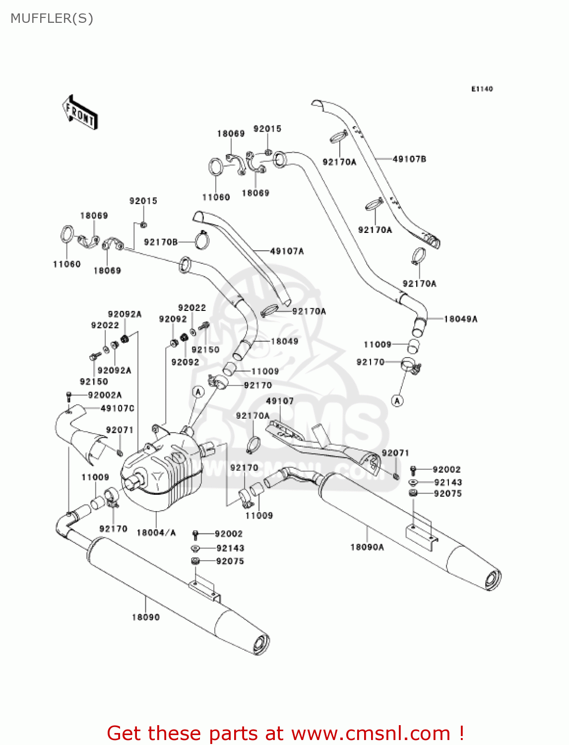 MUFFLER(S) VN1500G2A VULCAN 1500 NOMAD 2000 USA CALIFORNIA