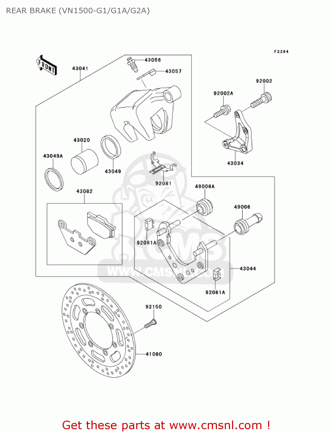 REAR BRAKE (VN1500-G1/G1A/G2A) VN1500G2A VULCAN 1500 NOMAD 2000 USA CALIFORNIA