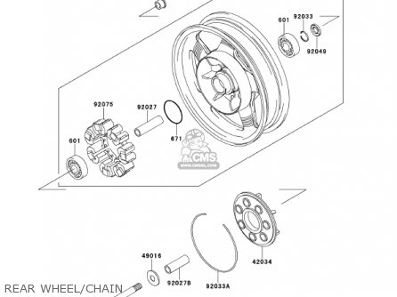 REAR WHEEL/CHAIN - VN1500G2A VULCAN 1500 NOMAD 2000 USA CALIFORNIA