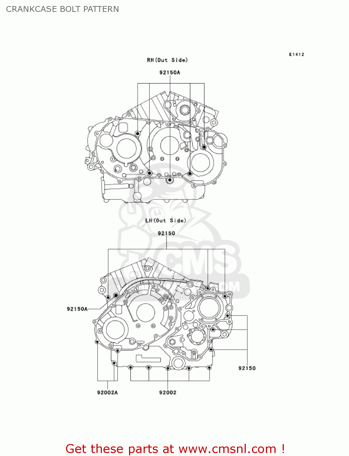 CRANKCASE BOLT PATTERN VN1500G3 VULCAN 1500 NOMAD 2001 USA CALIFORNIA
