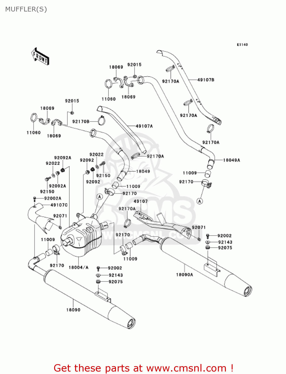 MUFFLER(S) VN1500G3 VULCAN 1500 NOMAD 2001 USA CALIFORNIA