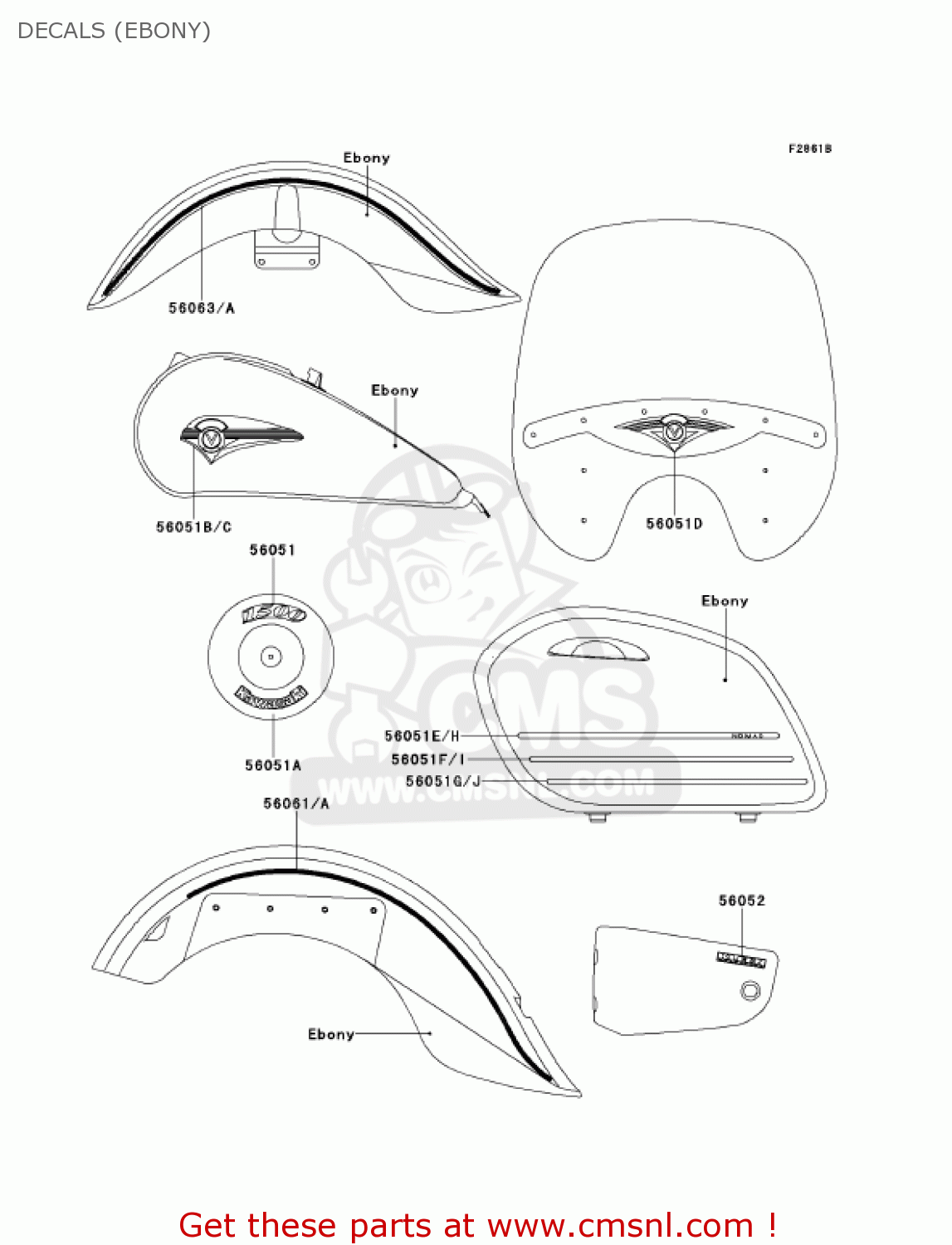 DECALS (EBONY) VN1500G3 VULCAN 1500 NOMAD 2001 USA CALIFORNIA