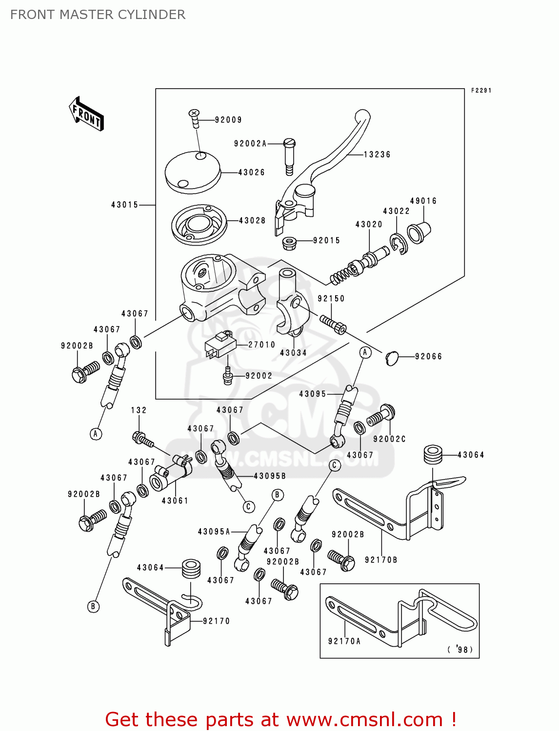 FRONT MASTER CYLINDER VN1500H1 VN1500 CLASSIC TOURER 1998 AUSTRIA FG ST
