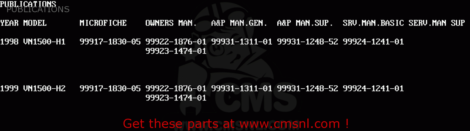 PUBLICATIONS VN1500H1 VN1500 CLASSIC TOURER 1998 AUSTRIA FG ST