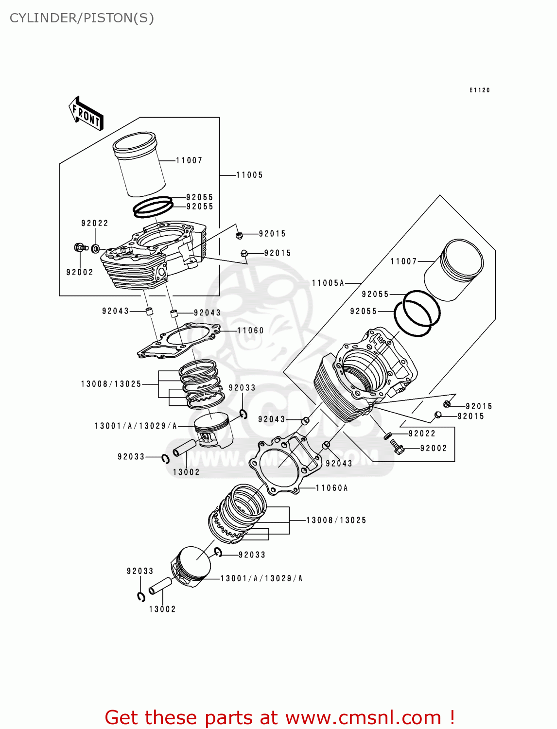 CYLINDER/PISTON(S) VN1500J1 VN1500 DRIFTER 1999 EU UK FR NL AR FG GR IT NR SD ST
