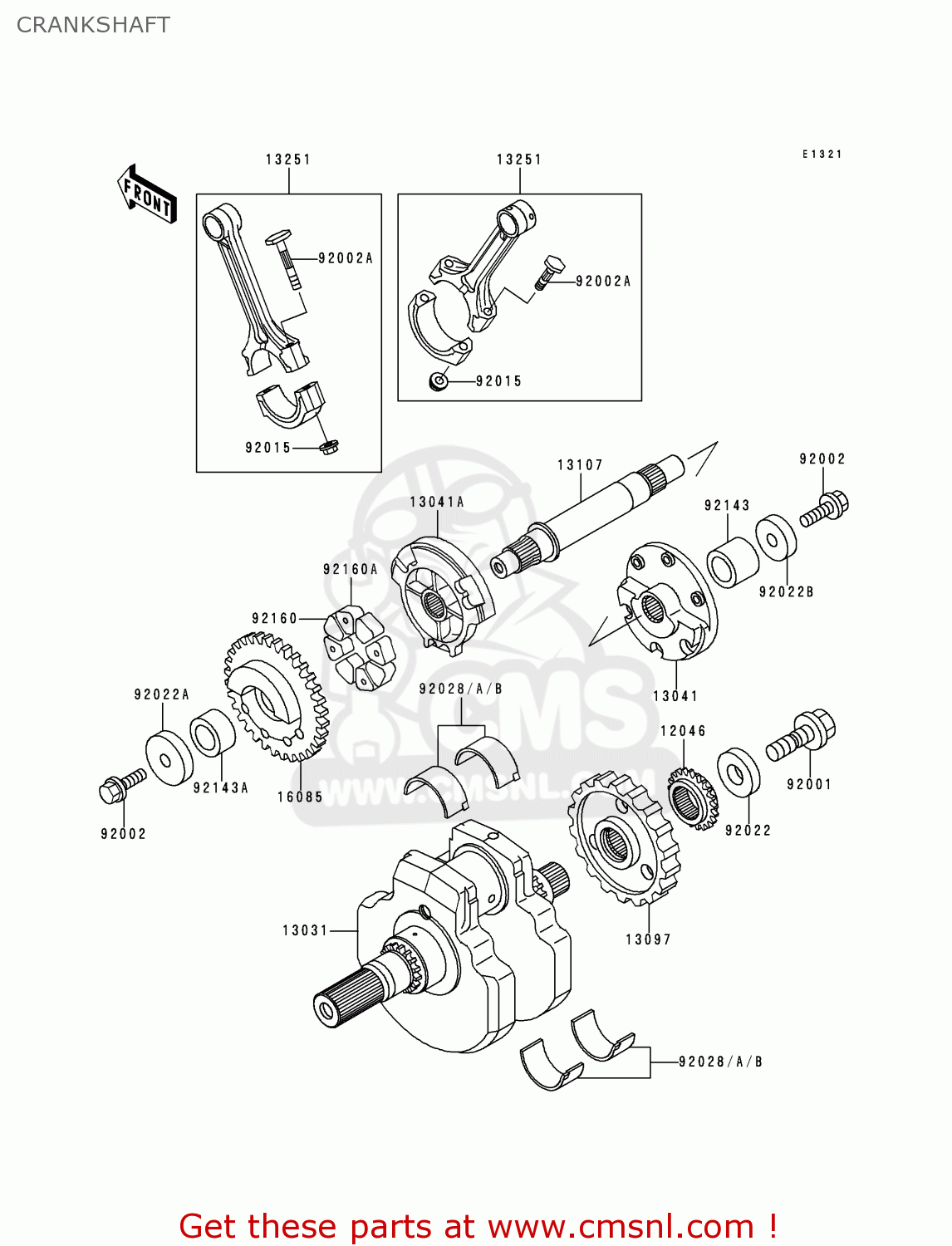 CRANKSHAFT VN1500J1 VN1500 DRIFTER 1999 EU UK FR NL AR FG GR IT NR SD ST