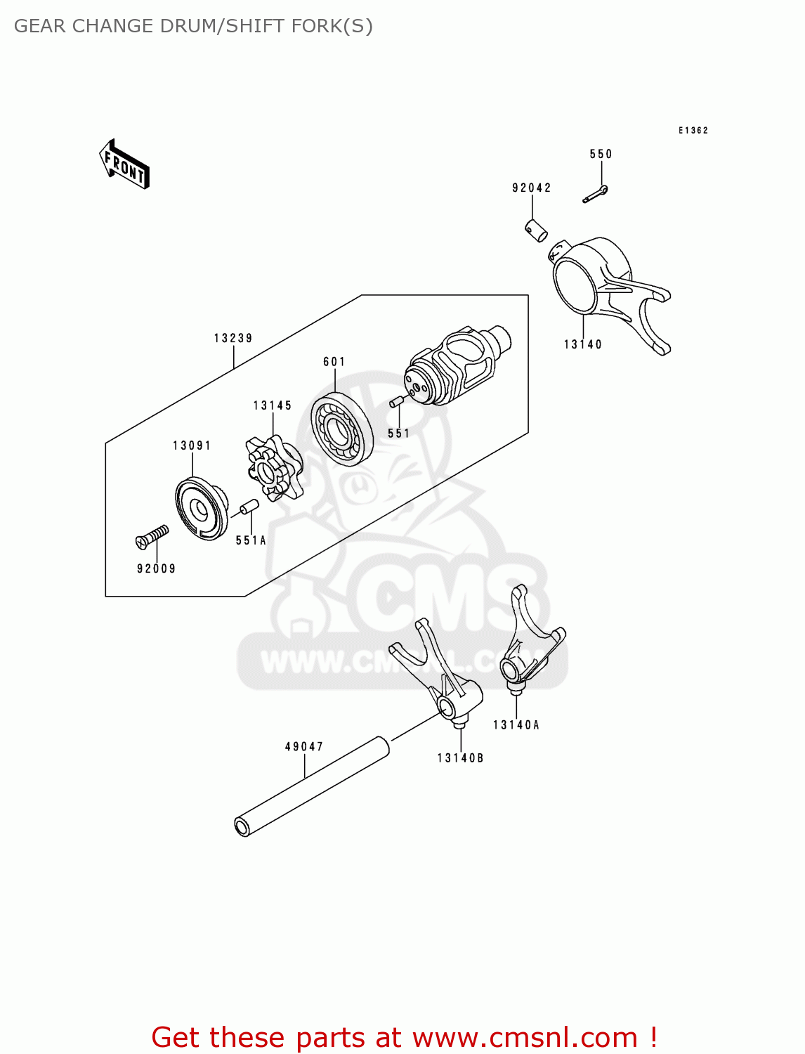 GEAR CHANGE DRUM/SHIFT FORK(S) VN1500J1 VN1500 DRIFTER 1999 EU UK FR NL AR FG GR IT NR SD ST